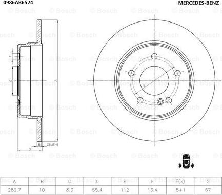 BOSCH 0 986 AB6 524 - Тормозной диск autospares.lv