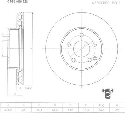 BOSCH 0 986 AB6 528 - Тормозной диск autospares.lv