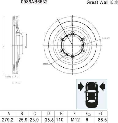 BOSCH 0 986 AB6 632 - Тормозной диск autospares.lv