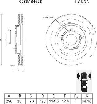 BOSCH 0 986 AB6 628 - Тормозной диск autospares.lv