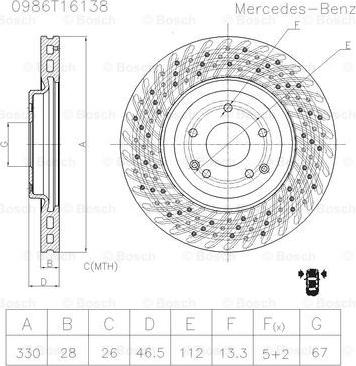 BOSCH 0 986 AB6 138 - Тормозной диск autospares.lv