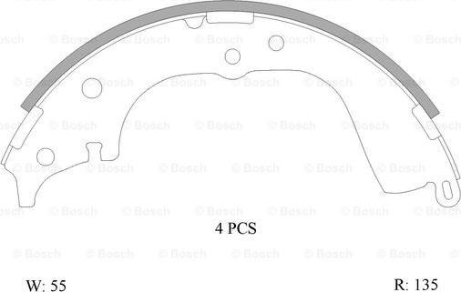 BOSCH 0 986 AB0 115 - Комплект тормозных колодок, барабанные autospares.lv