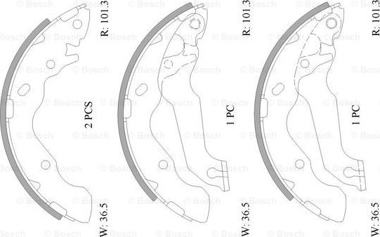 BOSCH 0 986 AB0 887 - Комплект тормозных колодок, барабанные autospares.lv