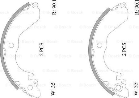 BOSCH 0 986 AB0 837 - Комплект тормозных колодок, барабанные autospares.lv