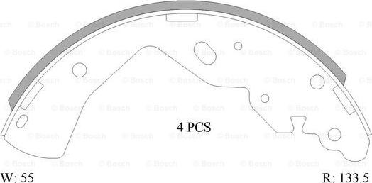 BOSCH 0 986 AB1 559 - Комплект тормозных колодок, барабанные autospares.lv