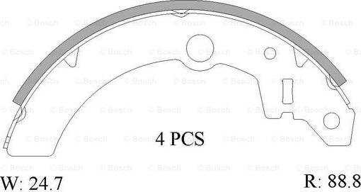 BOSCH 0 986 AB1 555 - Комплект тормозных колодок, барабанные autospares.lv