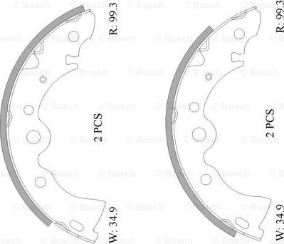 BOSCH 0 986 AB1 580 - Комплект тормозных колодок, барабанные autospares.lv