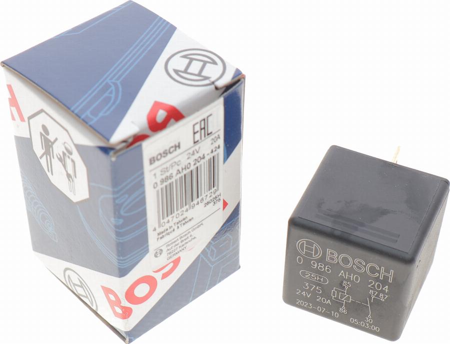 BOSCH 0 986 AH0 204 - Реле, рабочий ток autospares.lv