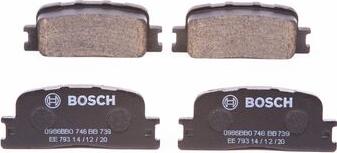 BOSCH 0 986 BB0 746 - Тормозные колодки, дисковые, комплект autospares.lv