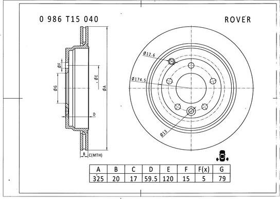 BOSCH 0 986 T15 040 - Тормозной диск autospares.lv