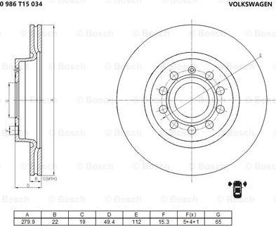 BOSCH 0 986 T15 034 - Тормозной диск autospares.lv