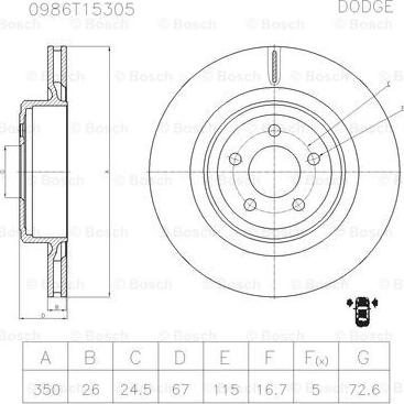 BOSCH 0 986 T15 305 - Тормозной диск autospares.lv