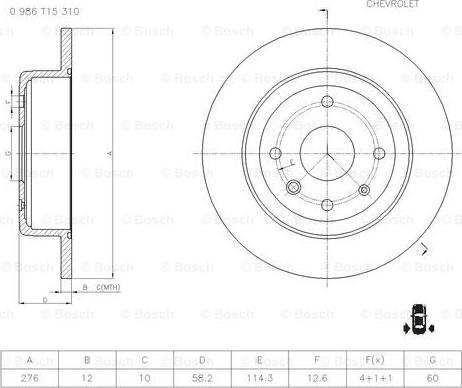 BOSCH 0 986 T15 310 - Тормозной диск autospares.lv