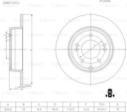 BOSCH 0 986 T15 312 - Тормозной диск autospares.lv