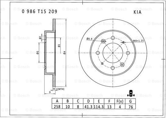 BOSCH 0 986 T15 209 - Тормозной диск autospares.lv