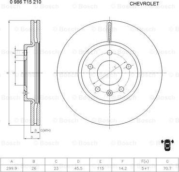 BOSCH 0 986 T15 210 - Тормозной диск autospares.lv