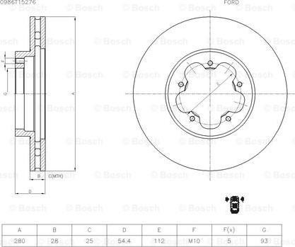 BOSCH 0 986 T15 276 - Тормозной диск autospares.lv