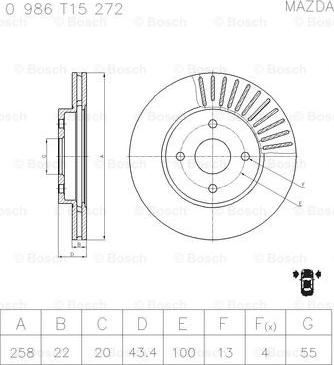 BOSCH 0 986 T15 272 - Тормозной диск autospares.lv