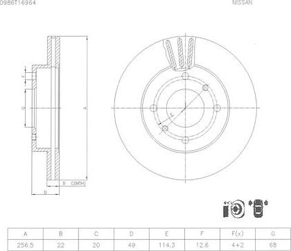 BOSCH 0 986 T16 964 - Тормозной диск autospares.lv