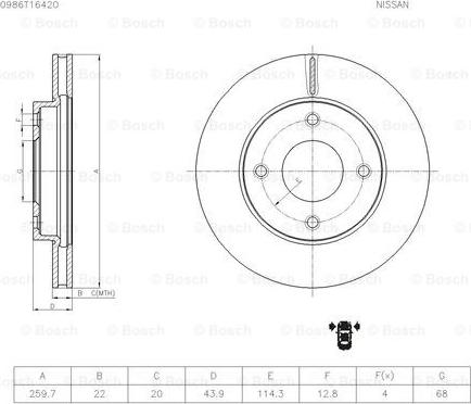 BOSCH 0 986 T16 420 - Тормозной диск autospares.lv