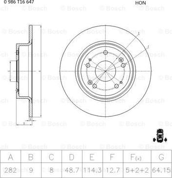 BOSCH 0 986 T16 647 - Тормозной диск autospares.lv