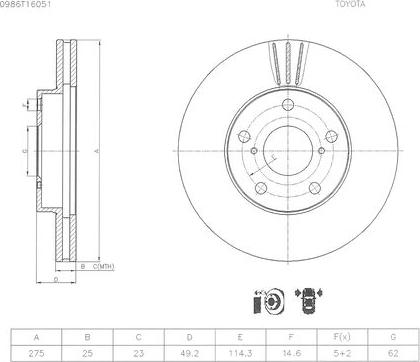 BOSCH 0 986 T16 051 - Тормозной диск autospares.lv