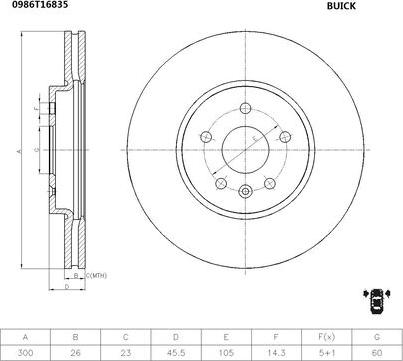 BOSCH 0 986 T16 835 - Тормозной диск autospares.lv