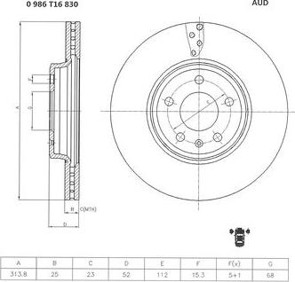 BOSCH 0 986 T16 830 - Тормозной диск autospares.lv