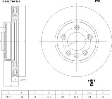 BOSCH 0 986 T16 759 - Тормозной диск autospares.lv