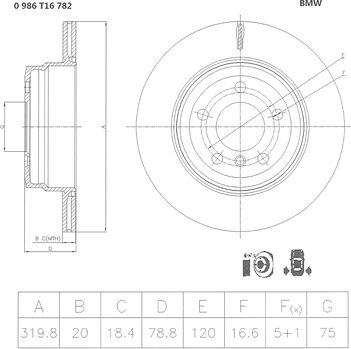 BOSCH 0 986 T16 782 - Тормозной диск autospares.lv