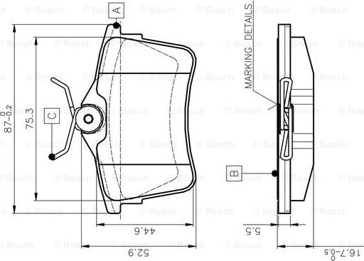 BOSCH 0 986 TB3 091 - Тормозные колодки, дисковые, комплект autospares.lv