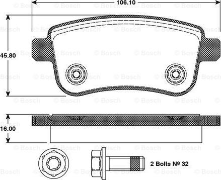 BOSCH 0 986 TB3 093 - Тормозные колодки, дисковые, комплект autospares.lv