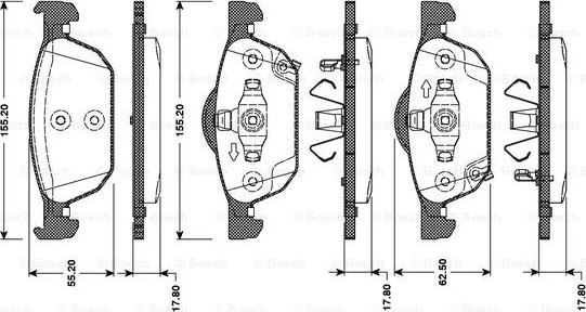 BOSCH 0 986 TB3 092 - Тормозные колодки, дисковые, комплект autospares.lv