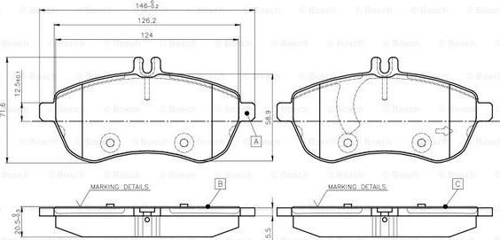 BOSCH 0 986 TB3 048 - Тормозные колодки, дисковые, комплект autospares.lv