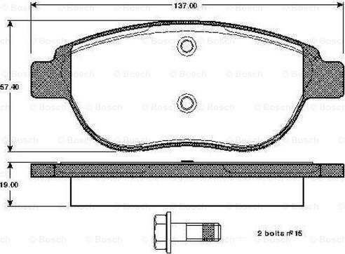 BOSCH 0 986 TB3 057 - Тормозные колодки, дисковые, комплект autospares.lv