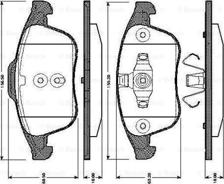 BOSCH 0 986 TB3 064 - Тормозные колодки, дисковые, комплект autospares.lv