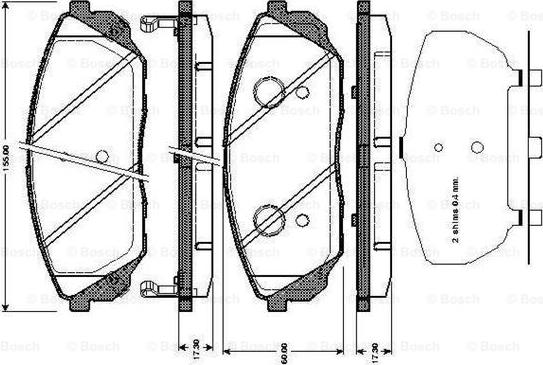 BOSCH 0 986 TB3 001 - Тормозные колодки, дисковые, комплект autospares.lv