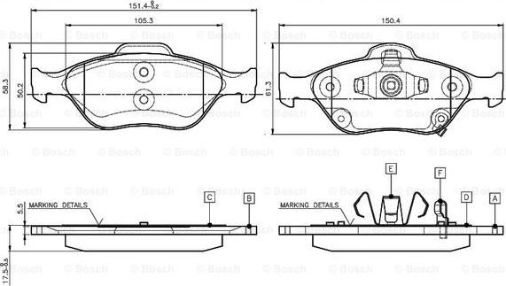 BOSCH 0 986 TB3 016 - Тормозные колодки, дисковые, комплект autospares.lv