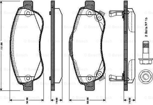 BOSCH 0 986 TB3 013 - Тормозные колодки, дисковые, комплект autospares.lv