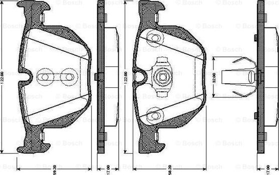 BOSCH 0 986 TB3 034 - Тормозные колодки, дисковые, комплект autospares.lv