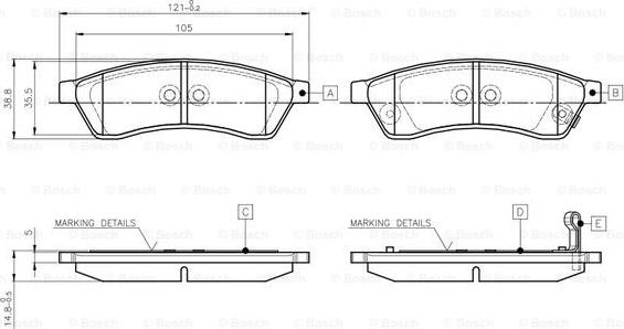 BOSCH 0 986 TB3 036 - Тормозные колодки, дисковые, комплект autospares.lv