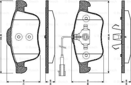 BOSCH 0 986 TB3 031 - Тормозные колодки, дисковые, комплект autospares.lv