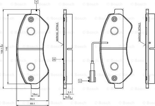 BOSCH 0 986 TB3 029 - Тормозные колодки, дисковые, комплект autospares.lv