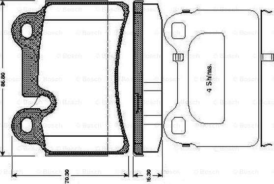 BOSCH 0 986 TB3 075 - Тормозные колодки, дисковые, комплект autospares.lv