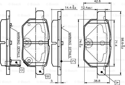 BOSCH 0 986 TB3 071 - Тормозные колодки, дисковые, комплект autospares.lv