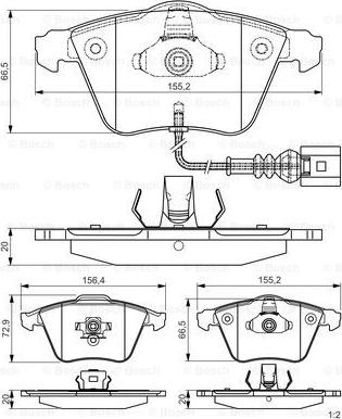 BOSCH 0 986 TB3 196 - Тормозные колодки, дисковые, комплект autospares.lv