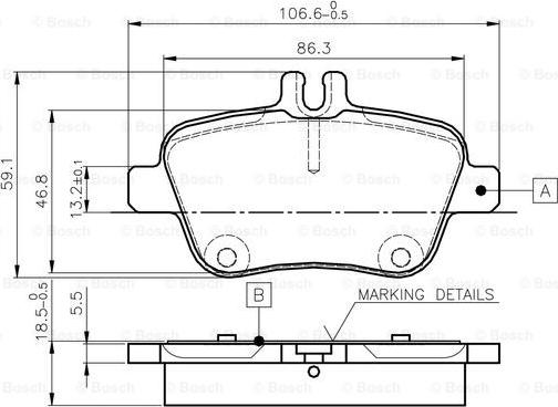 BOSCH 0 986 TB3 145 - Тормозные колодки, дисковые, комплект autospares.lv