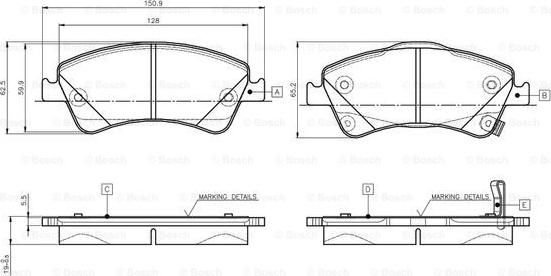 BOSCH 0 986 TB3 146 - Тормозные колодки, дисковые, комплект autospares.lv