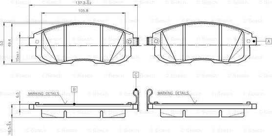 BOSCH 0 986 TB3 140 - Тормозные колодки, дисковые, комплект autospares.lv