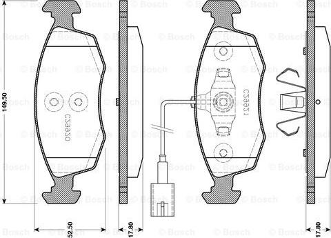 BOSCH 0 986 TB3 143 - Тормозные колодки, дисковые, комплект autospares.lv